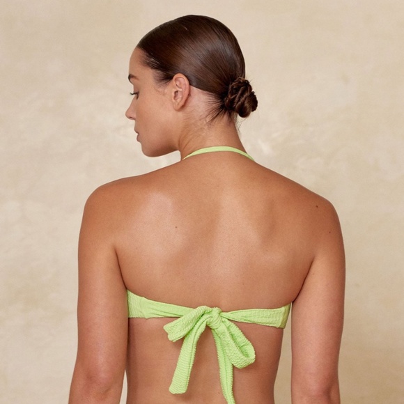 NWT Monday Swimwear Costa Rica Bandeau Top in Honeydew Summer Plaid - Size S - Picture 4 of 7